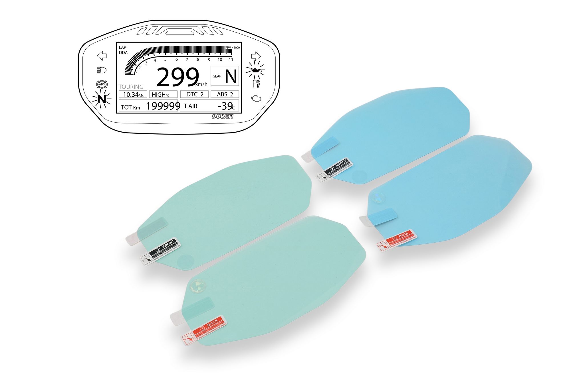 CNC Racing Dashboard Screen Protector Kit for the Ducati Monster 1200 / 821 / 797, Supersport 939/950 (2017+), Hypermotard 950 / SP, and Panigale / Streetfighter V2 CNC Racing Dashboard Screen Protector Kit for the Ducati Monster 1200 / 821 / 797, Supersport 939/950 (2017+), Hypermotard 950 / SP, and Panigale / Streetfighter V2
